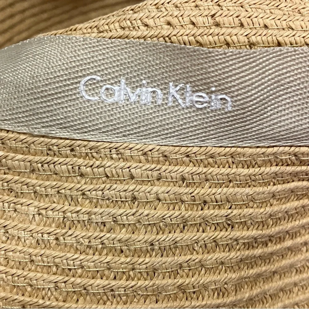 Summer Beach Designer Calvin Klein Straw Fedora Hat One Size Natural Orange NEW